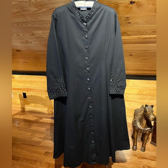 Vintage Western 100% Cotton Concho Embellished Duster Trench Jacket Dress Unisex - Picture 5 of 16